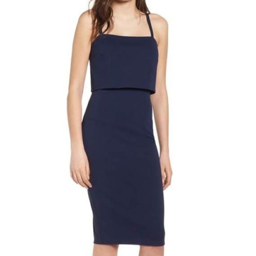 Soprano Popover Midi Bodycon Dress, Black size S Worn Once